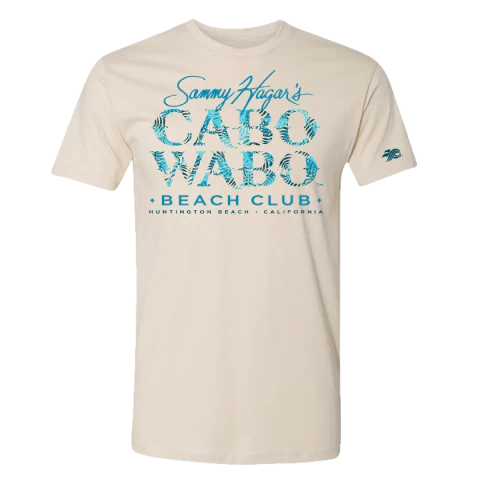 Natural Short Sleeve Men's Logo T-Shirt with Turquoise Logo- Size S - XL